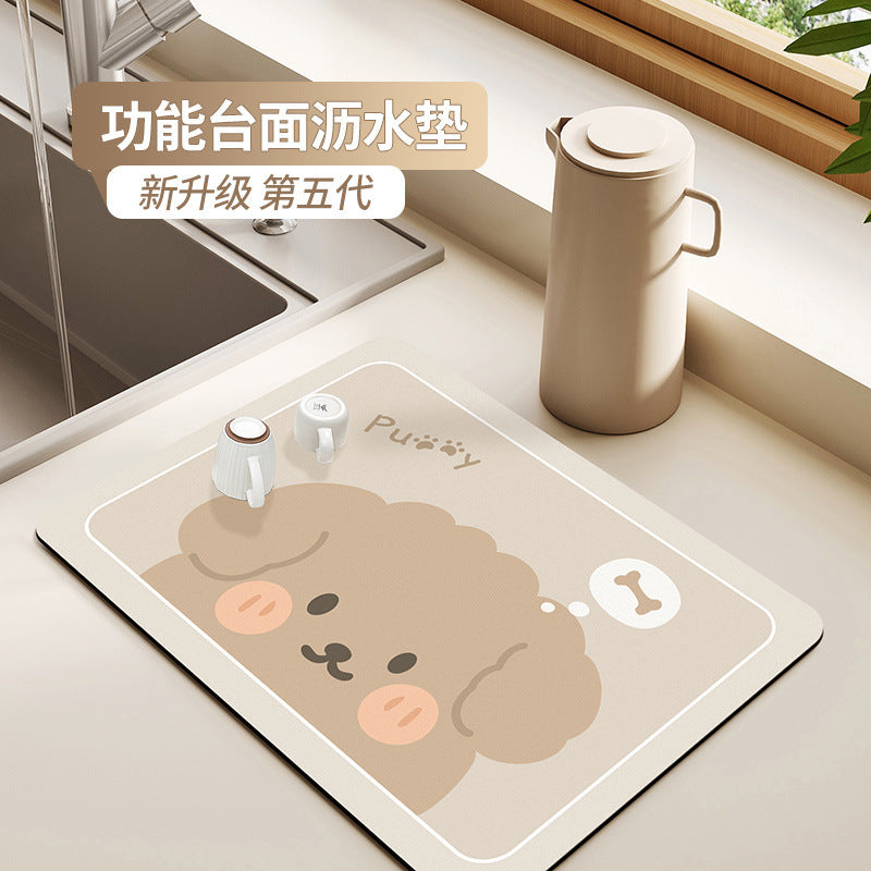 Kitchen Water Draining Pad Cute Bear