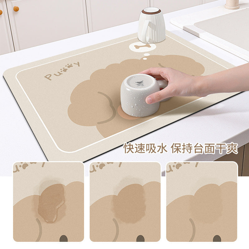 Kitchen Water Draining Pad Cute Bear